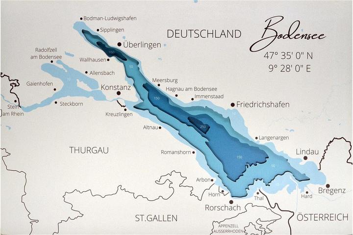 Image du produit Enjoy The Wood Lac de Constance - Carte marine en bois (30 x 45 cm)