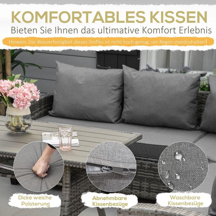 Image du produit Swisshandel24 Meuble de jardin de luxe en poly rotin pour 7 personnes Salon de jardin avec table d'appoint Sitzkis
