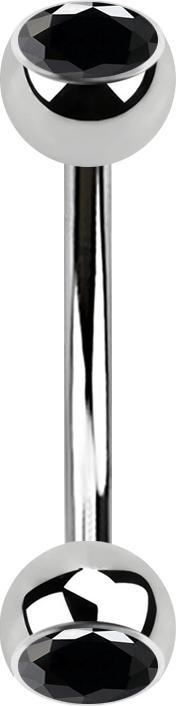 Actual product image Star Piercing Banana silver with two balls crystal black (without brass, Surgical steel 316L)