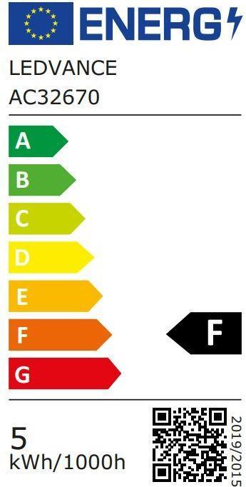 Energy Label Osram LED illuminant (E27, 4.30 W, 350 lm, 1 x, F)