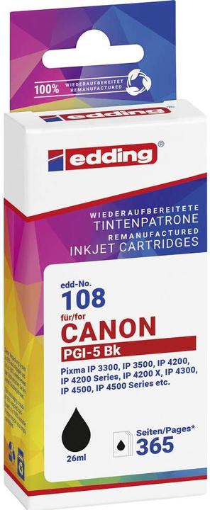 Produktbild Edding EDD-108 schwarz Druckerpatrone kompatibel zu Canon PGI-5 BK