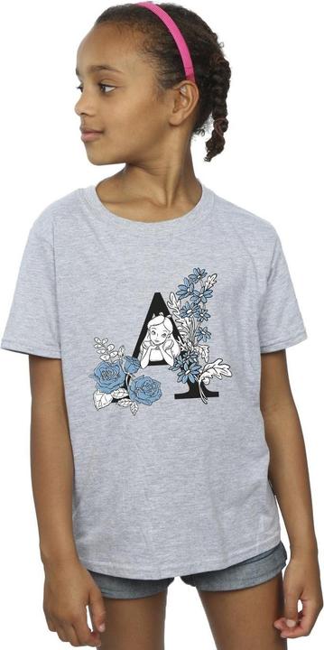 Actual product image Disney Girls Alice In Wonderland Letter A Cotton T-Shirt (116)