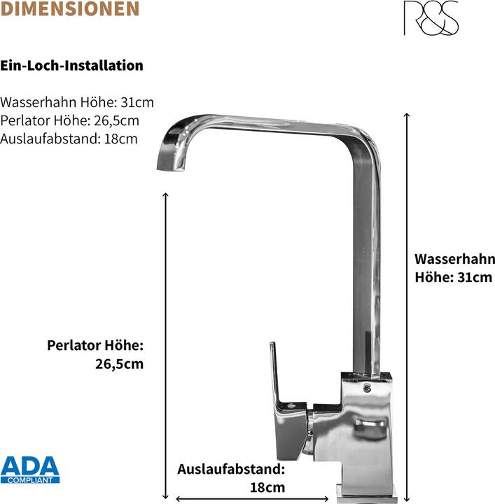 Actual product image Rosenhahn & Söhne Rosenhahn & SÃ¶hne Kitchen Faucet in Chrome ( 62H08C ) Model Juist 200