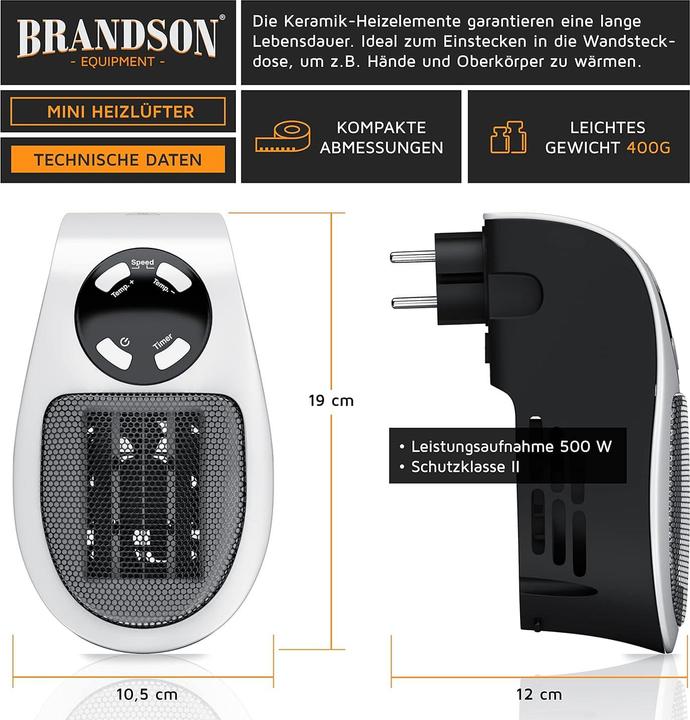 Image du produit CSL Mini chauffage céramique (500 W)