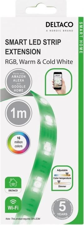 Immagine prodotto Deltaco SMART HOME Striscia LED di prolunga, 1 m, RGB, 2700K-6500K, 6 contatti, adatta per SH-LS3M, bianco (Multicolore, 300 cm, Interno, Esterno)
