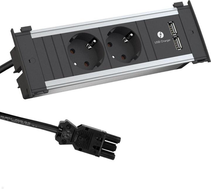Actual product image Bachmann KAPSA Small 2x earthing contact 1x USB Charger GST18 plug (2 x, CEE 7/3, USB, 0.20 m)