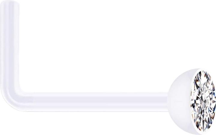 Star Piercing Nasenstecker gewinkelt transparent mit Kristall silber (ohne Messing, Bioflex)