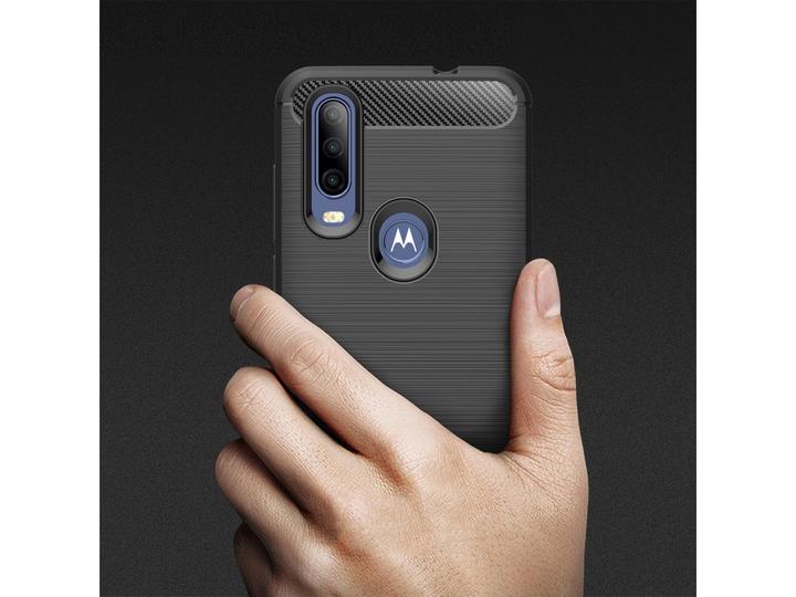 Actual product image Screenguard Motorola One Action Case Carbon Brushed Soft TPU (Motorola One Action)