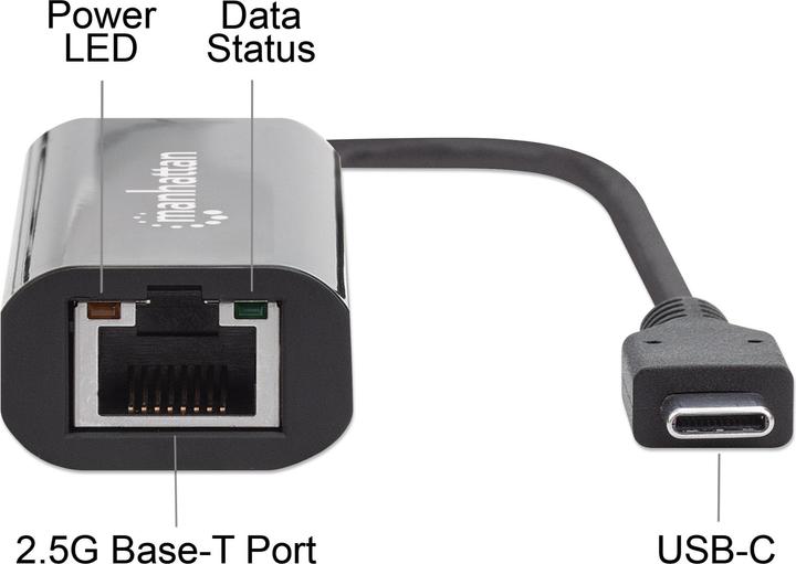 Immagine prodotto Manhattan USB 3.2 Gen 1 Ethernet multi-gigabit con 10/100/1000 Mbit/s e (USB 3.2, RJ45 2.5 Gigabit Ethernet (1x))