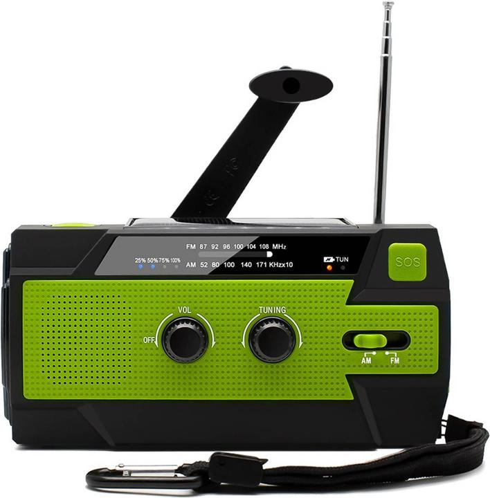 Productafbeelding Grafner Zwengelradio Solar USB LED Batterij Camping Survival Noodradio KR11064 (AM, FM)