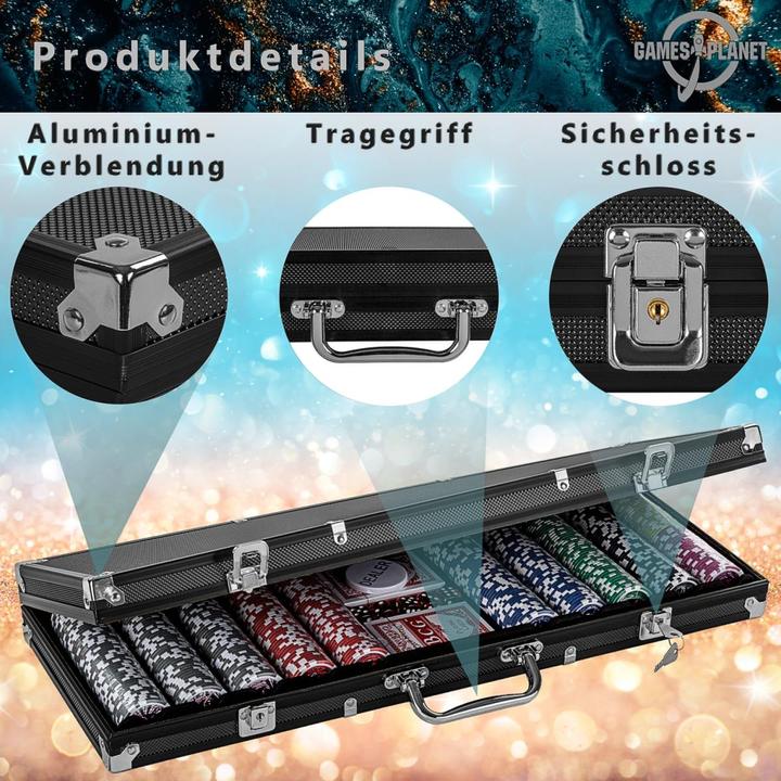 Immagine prodotto Games Planet Valigetta da poker, 500 fiches laser, edizione nera