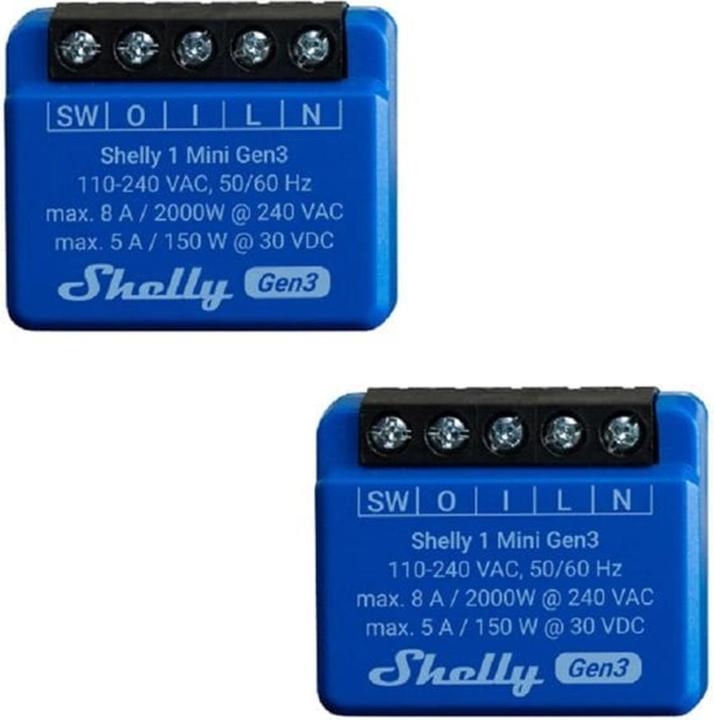 Image du produit Shelly 1 Mini Gen3 x2 (Actionneur de commutation)