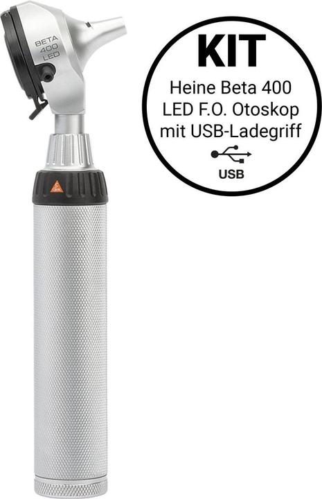 Produktbild Heine Beta 400 LED F.O. Otoskop-Kit (B-010.28.388) - mit USB Ladegriff