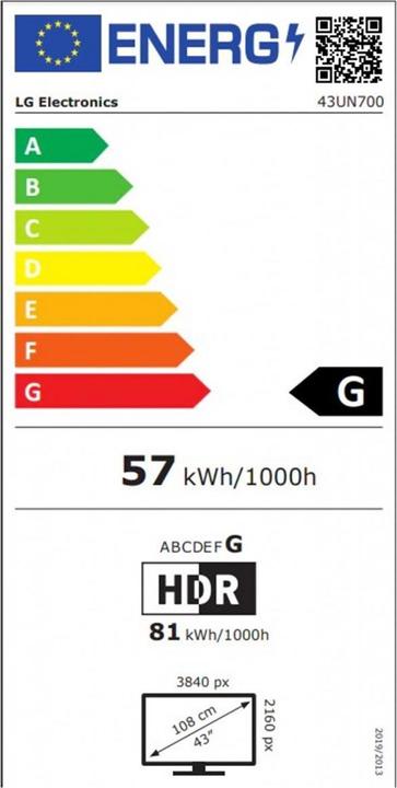Etichetta energetica LG 43UN700-B (3840 x 2160 pixel, 43")