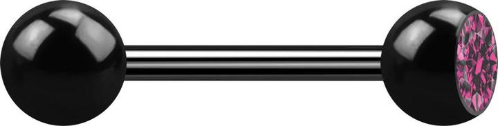 Actual product image Star Piercing Barbell black with ball and crystal pink (without brass, Titanium G23)