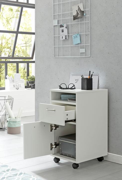 Immagine prodotto FineBuy Contenitore per rotoli impiallacciato in legno bianco (38 x 33 x 63 cm)