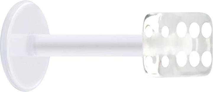Star Piercing Micro Labret transparent mit Würfel transparent (Bioflex, ohne Messing, Acryl)