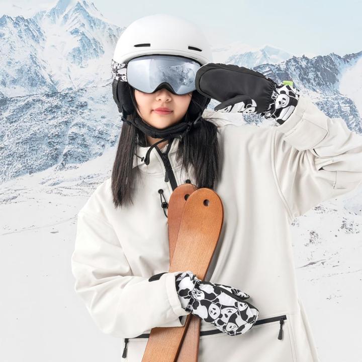 Actual product image Qunature The others Panda Heat Transfer Ski Gloves Kids Size S - Black/White (S)