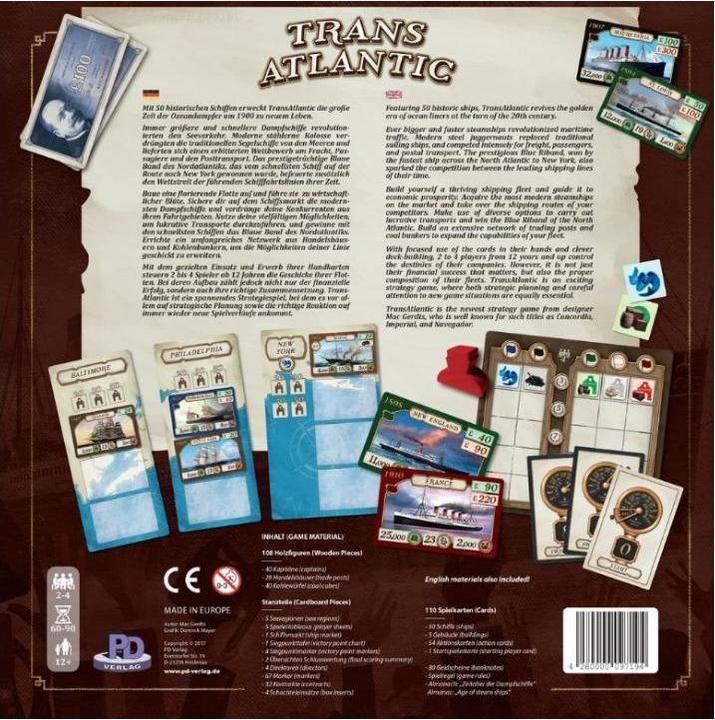 Image du produit PDV09719 - TransAtlantic, jeu de société, pour 2-4 joueurs, à partir de 12 ans (Allemand, Anglais)