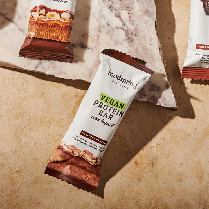 Actual product image Foodspring Vegan Protein Bar Extra layered (Hazelnut Crunch, 12 pcs., 540 g)