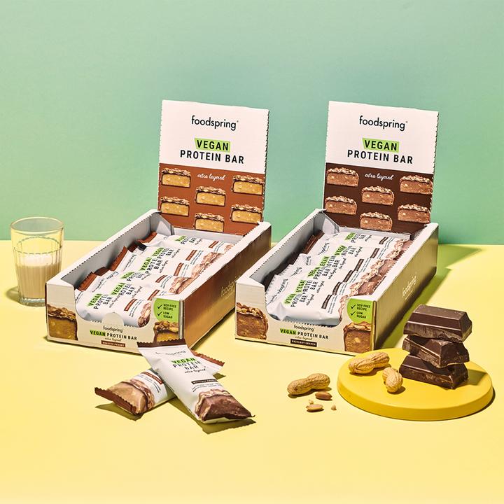 Actual product image Foodspring Vegan Protein Bar Extra layered (Hazelnut Crunch, 12 pcs., 540 g)