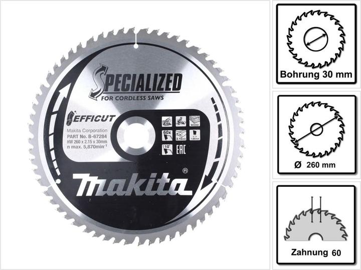 Produktbild Makita EFFICUT Sägeb.260x30x60Z