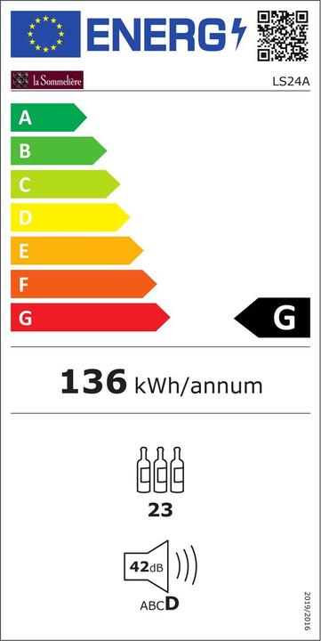 Label énergétique La Sommelière Armoire à vin LS24A 1 zone