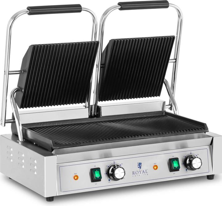 Royal Catering Doppel Kontaktgrill Geriffelt Gastro 3600 W 50 - 300 °C Profi Elektro Grill