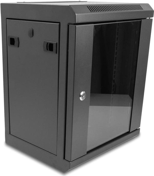 Delock 10? Netzwerkschrank mit Glastür 8 HE schwarz (8 HE, 10 Zoll Rack)