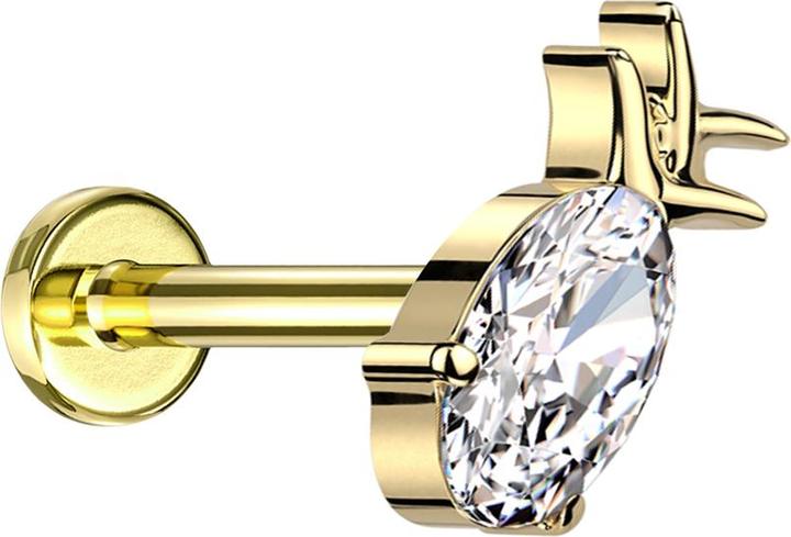 Image du produit Star Piercing Micro Labret femelle doré ananas cristal argenté (sans laiton, Titane G23)