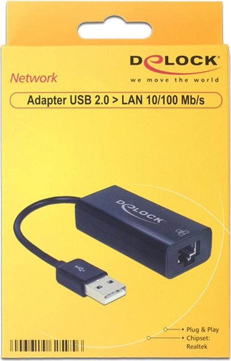 Image du produit Delock Adaptateur USB 2.0 > LAN 10/100 Mb/s (USB 2.0, RJ45 (1x))