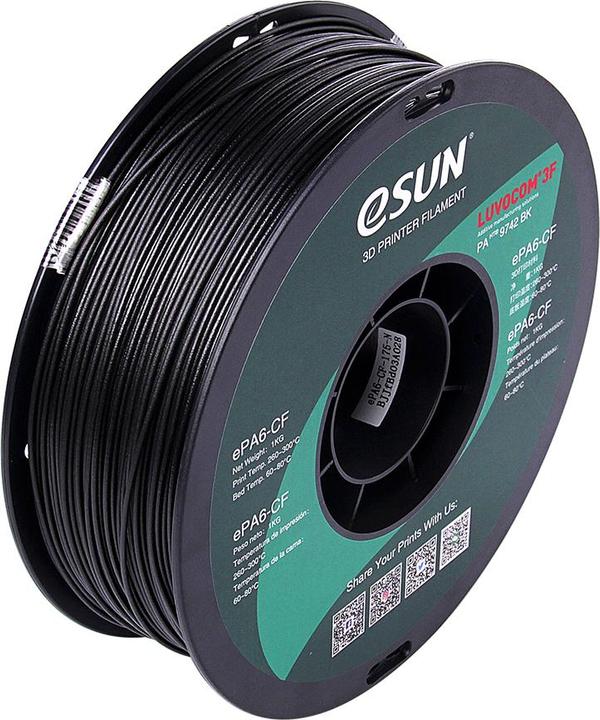 Image du produit eSUN ePAHT-CF Nylon Fibre de Carbone Filament 1.75mm 0.75Kg (Nylon, 1.75 mm, 750 g, Noir)