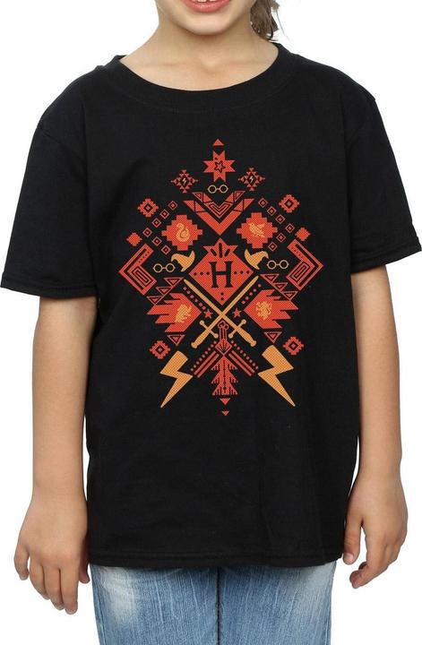 Actual product image Girls Christmas Fair Isle Cotton T-Shirt (152, 158)