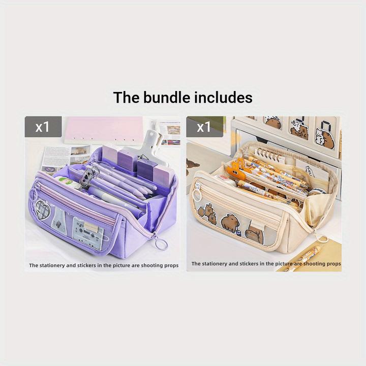 Actual product image Only-Bags.Store Extra large pencil case - Durable polyester, organiser with several compartments for