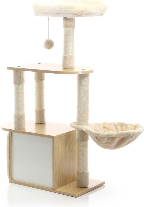 Produktbild Fudajo Kratzbaum Holz Beige 106cm Katzenkratzbaum Katzenbaum Katzenmöbel Katze (106 cm, Holz, Beige)
