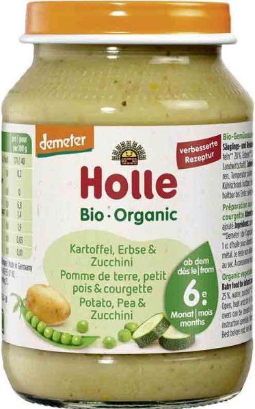 Produktbild Holle Kartoffeln mit Erbsen & Zucchini Gemüsegläschen Bio (190 g)