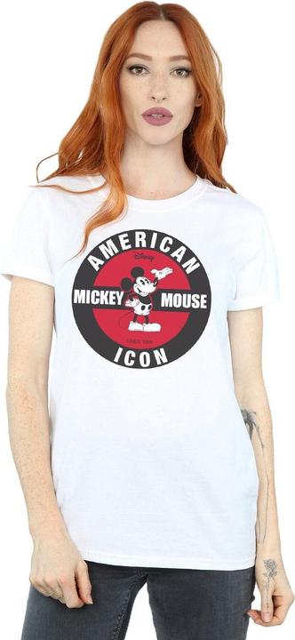 Actual product image Disney Womens/Ladies Mickey Mouse American Icon Cotton Boyfriend T-Shirt (L)