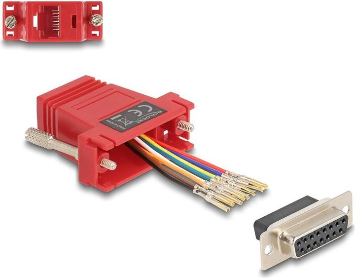 Immagine prodotto Delock Kit di montaggio da presa D-Sub 15 pin a presa RJ45 rosso (0.04 m, VGA)