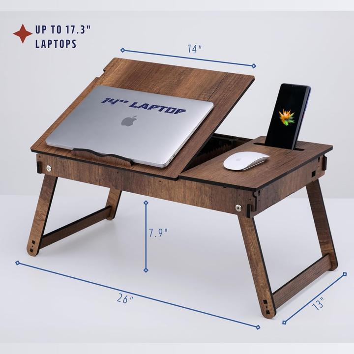 Immagine prodotto Vigo Wood Verstellbarer Laptoptisch mit Stauraum