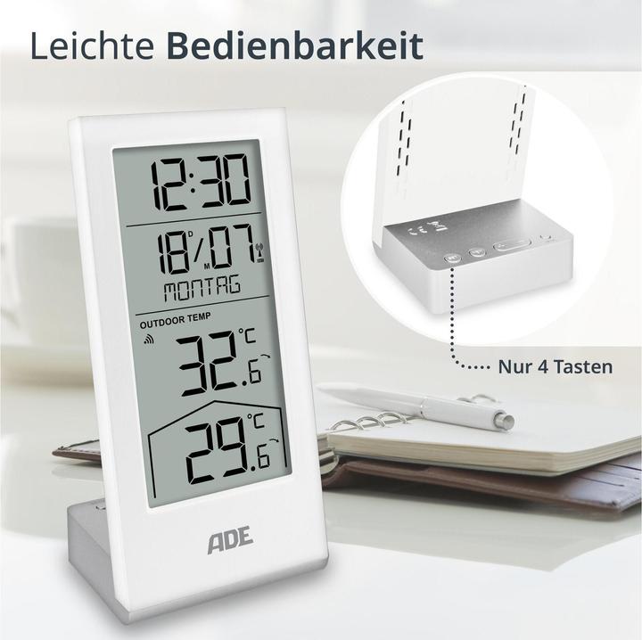 Actual product image ADE Wetterstation mit Funk-Aussensensor Weiss, Funktionen