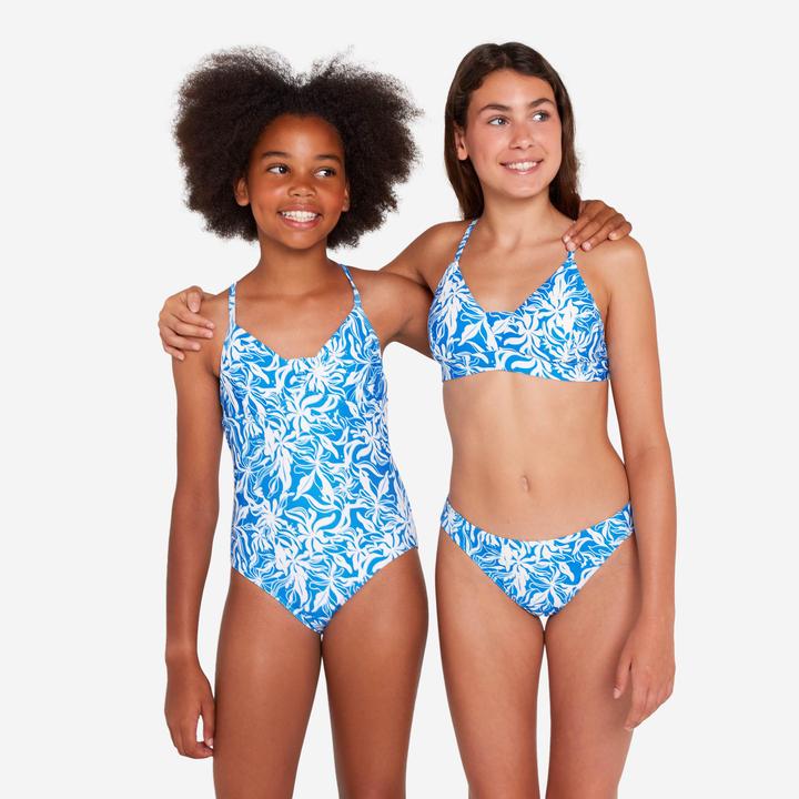 Produktbild Olaian Badeanzug Surfen Mädchen gekreuzte Träger 500 Caly blau/weiss (140)