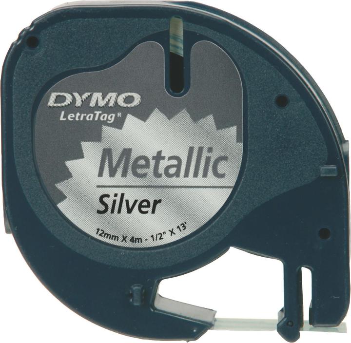Dymo Metallband schwarz auf silber (1.20 cm, Schwarz)