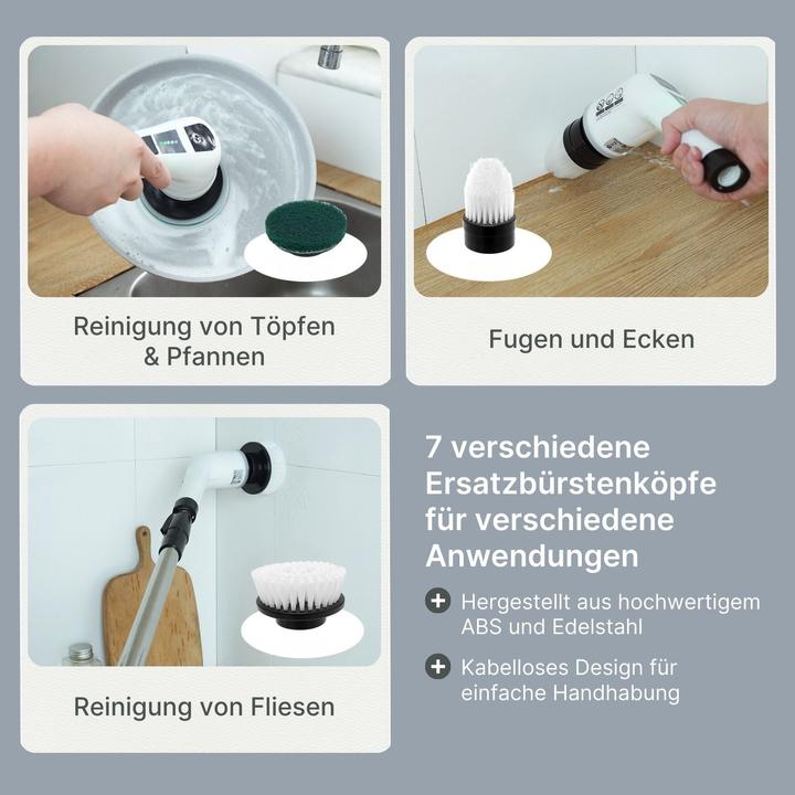 Actual product image Hermex 7in1 Elektrische Reinigungsbürste Schrubber Reinigungswerkzeug Bürste Scrubber (1 pcs.)