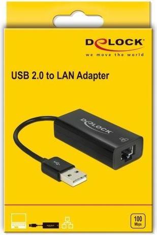 Image du produit Delock Adaptateur USB 2.0 > LAN 10/100 Mb/s (USB 2.0, RJ45 (1x))