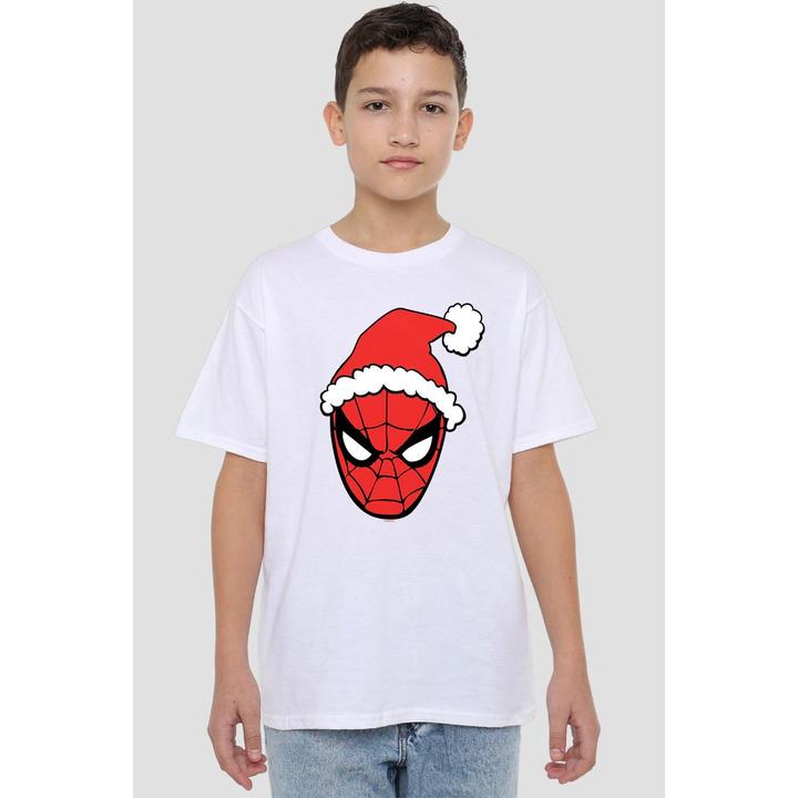 Actual product image Spiderman Childrens/Kids Santa Hat T-Shirt (116)
