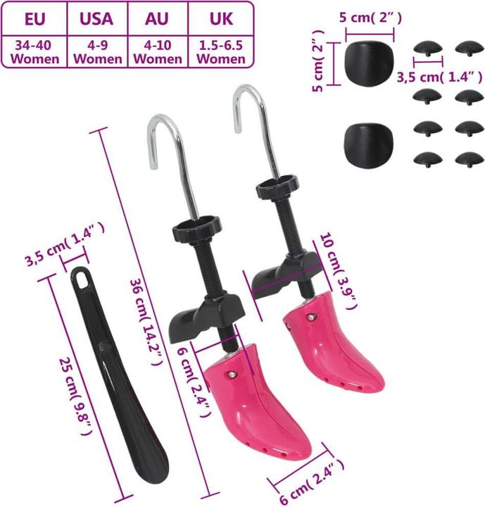 VidaXL Schuhspanner mit Schuhanzieher Rosa EU 34-40 (1 x)