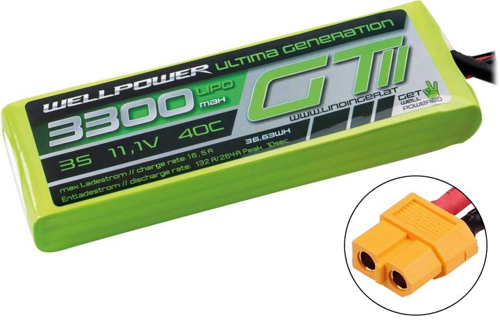 Image du produit Wellpower LIPO AKKU ULTIMA GT II 3300 MAH / 11,1 Volt 3S 40/80C CH5/8 XT-60 (11.10 V, 3300 mAh)