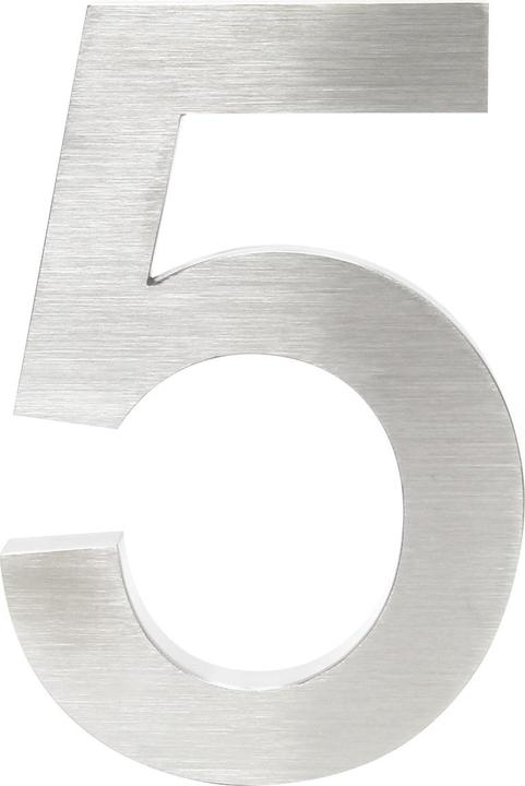 Image du produit Wiltec Plaque Numéro Maison Chiffre "5" 3D 20cm Acier inoxydable Résistant Intempéries Matériel F