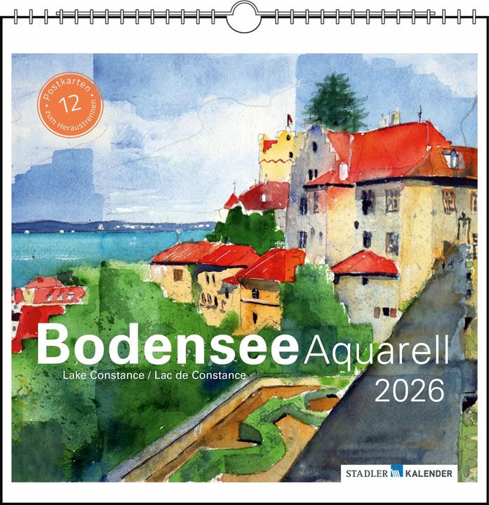 Immagine prodotto Bodensee Aquarell 2026 (17 x 17 cm, Copertina rigida, Inglese, Francese)