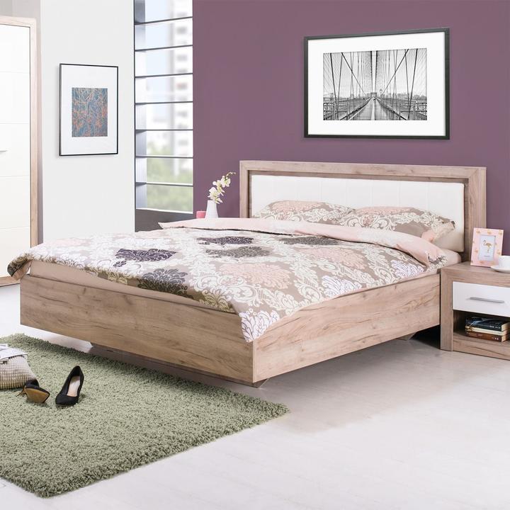 Actual product image Floki24 Double bed Wooden bed Upholstered bed Marriage bed Bed frame with slatted frame Oak grey imitation (160 x 200 cm)